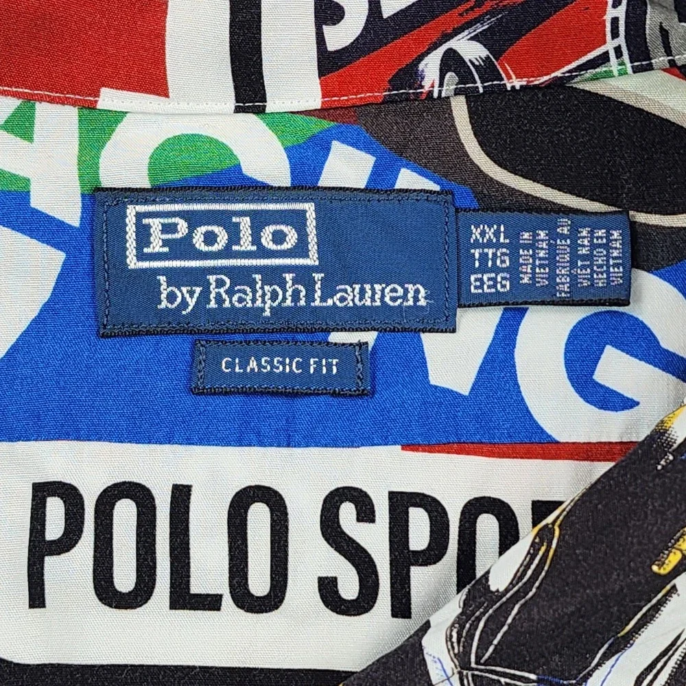 Polo Ralph Lauren Classic Fit Men's XXL Racing Graphic Rayon Camp Shirt NWT